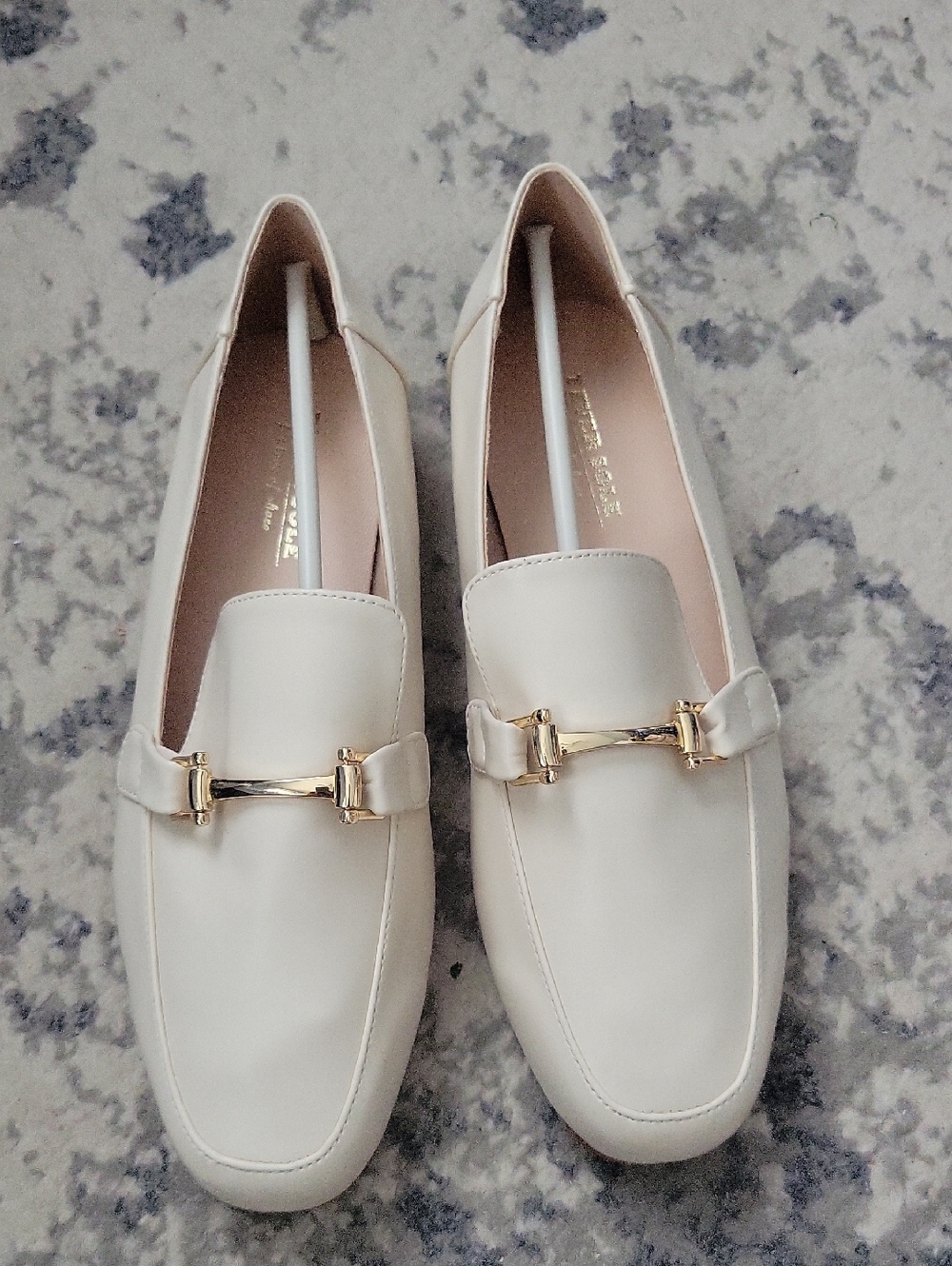 Classic Women's Cream Loafers with Gold Bit Detail